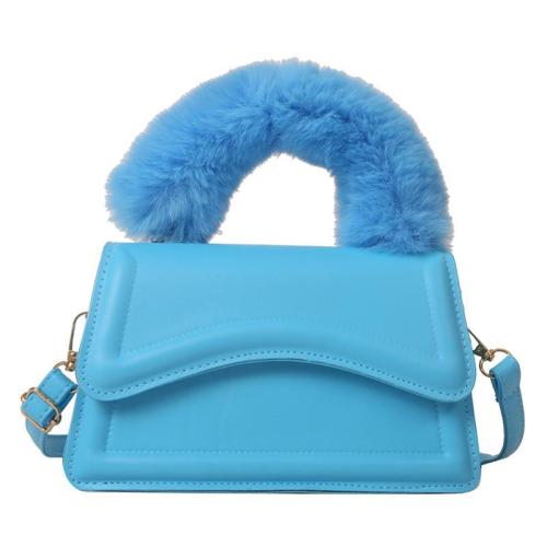 HR573 Women's Handbag PU Hardware Suction Buckle New Fashion Design Small Square Shoulder Bag Plush Portable Handbag for Women