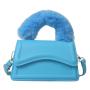 HR573 Women's Handbag PU Hardware Suction Buckle New Fashion Design Small Square Shoulder Bag Plush Portable Handbag for Women