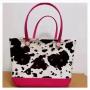 Leopard Print Cow Baseball Print Beach Bag Single Handle Fashionable Portable Organizer with Button Closure Hole Eva Large Bag
