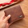 Men's Casual Short Leather Wallet Waterproof with Open Closure Wholesale Stock for Cross-Border Business