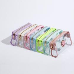 2022 Keymay Candy Color PVC Clear Beach Bags PVC Transparent Cosmetic Bag Makeup Travel Pouch