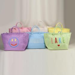 Low MOQ designer aesthetic unique trendy fashion travelling handbags women female casual fringe canvas beach tote bag