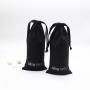 Recyclable Black Linen Cotton Gift Cosmetic Pouch Drawstring Cotton Linen Material Bag For Skincare Products Packaging