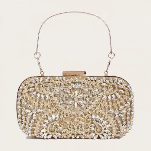 Wholesale lady diamond bags lady party purse metal box rhinestone clutch bags crystal evening bags clutch purse for women luxury