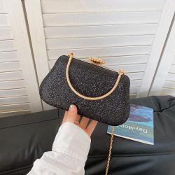 Trend metal handle crossbody bags ladies chain golden rhinestone bags women clutch bag party handbags wholesale