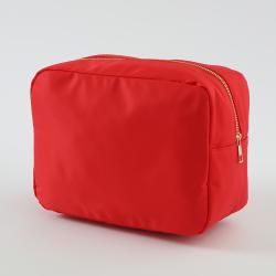 Wholesale Personalised Fabric Letter Patches Nylon Zipper Travel Toiletry Cosmetic Bags Nylon Makeup Pouch