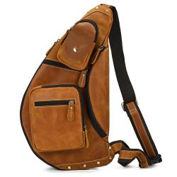 Retro Crazy Horse Skin Men's Oblique Cross Leisure Outdoor Travel Bag