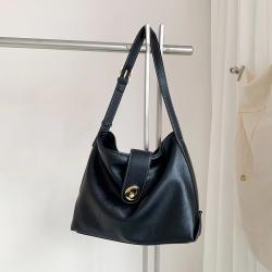 Factory Wholesale High Quality Leather Shoulder Bag Hot Black Classic Bag Lock Magnetic Buckle Ladies Shoulder Bag