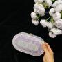 Multicolor 2024 Summer Party dinner bag retro stitching trend  Green  acrylic box  chain clutches purse for women