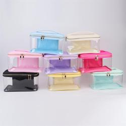 Women Men Open Top Handle Cosmetic Bags Clear Window Pouch Travel Makeup Storage Organizer Transparent PVC Travel Toiletry Bag