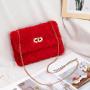 Pure Color Shoulder Crossbody Bag Metal Chain Women's Shoulder Bags Plush Bags Women Handbags Shoulder JY220827