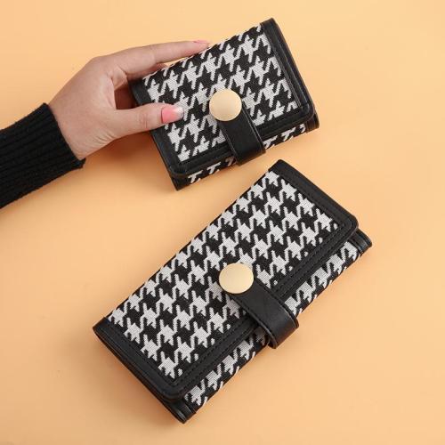 Simple fashion small women's wallet long Thousand Bird Grid buckle multi-card space money clips versatile clutch bag female