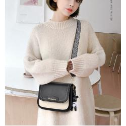 New Fashion Designer Woman Bag Custom Contrasting Color Wide Shoulder Small Square Bag Bolsos Pu Leather Cover Crossbody Bag