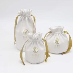 Screen Printed Round Bottom Pu Leather Gift Candle Cutter Packaging Bag Golf Ball Storage Packing Leather Drawstring Pouch