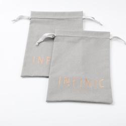 Customized Gray Cotton Linen Drawstring Dust Jewelry Pouch Organic Cotton Gift Makeup Cosmetic Dust Bag