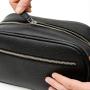 Custom Leather Toiletry Kit Beauty Cosmetic Make Up Toiletry Makeup Bag With 2 Zippered Closures for Men & Women
