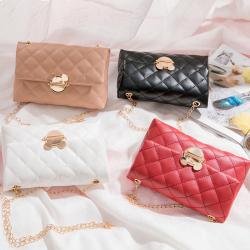 Gelory Fashionable Women Cluth Bags Small Female Flap Shoulder Bags Girls PU Chain Crossbody Purse Bag