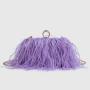 2024 New Arrivals Fashion Ladies Ostrich Feather Furry Purse Soft Plush Bag Diamond Ring Womens Clutches sac main femm sac