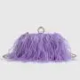 2024 New Arrivals Fashion Ladies Ostrich Feather Furry Purse Soft Plush Bag Diamond Ring Womens Clutches sac main femm sac
