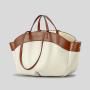 2024 Custom Large Canvas PU Leather Tote Bag Handbags For Women Pouch Design