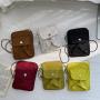 2024 New Style Girls' Fashion Solid Color Slant Crossbody Bag Mini Mobile Phone Bag Nylon Shoulder Small Bags