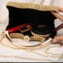 Retro Women's 2024 New Pleated Evening Bag Banquet Ladies Fashion Metal Handbag Box Bag Round Bag