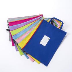 Gelory Hand Carry Zipper Documents Bags A4 Waterproof Custom Logo Zipper Oxford Cloth Single Double Layer File Bag