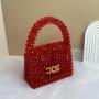 Customizable Designer 2024 New Korea Handmade Acrylic Red Transparent Beaded Bag Luxury Women Handbags Ladies