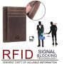 Designer crazy horse real leather slim credit card holder wallet rfid blocking id card front pocket wallet