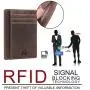 Designer crazy horse real leather slim credit card holder wallet rfid blocking id card front pocket wallet