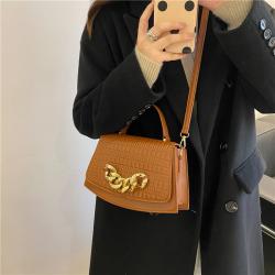 Simple Pu Portable Small Bag Women's New Fashion Single Shoulder Bag Chain Western Stone Grain Cross-body Bag
