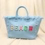 Spot Free Shipping Customizable Embroidered Letters Wear-Resistant Waterproof Canvas Tote Bag Beach Bag Women's Handbag Bag
