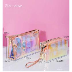 Wholesale Custom Waterproof Glitter Makeup Storage Bags Transparent Reusable Recycle Large Capacity PU Cosmetic Bag