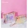 Wholesale Custom Waterproof Glitter Makeup Storage Bags Transparent Reusable Recycle Large Capacity PU Cosmetic Bag