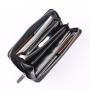 Custom Black Long Zipper Purses for Men Litchi Genuine Leather Wallet Women