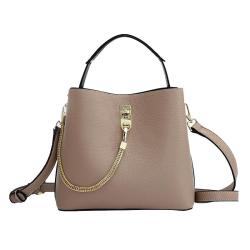 2024 Genuine Leather Handbags Women Luxury Stylish Bucket Bag With Chain Button Strap Design
