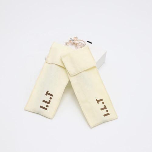 Custom Logo Printed Cotton Flannel Fabric Envelope Cosmetic Brush Packaging Eyeliner Pouch Soft Small Flannel Jewelry Bag