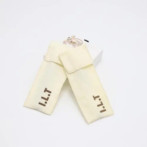 Custom Logo Printed Cotton Flannel Fabric Envelope Cosmetic Brush Packaging Eyeliner Pouch Soft Small Flannel Jewelry Bag