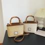 ALS003 Summer Straw Weaving Beach Bag For Women Bamboo Handle Travel Tote Bag Holiday Shopping Straw Basket Bag
