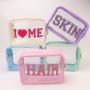 Keymey New Design 6 Colors 4 Sizes RTS Waterproof  Toiletry Cosmetic Bag Hot Pink Clear Pouch Makeup Bags Transparent Bags
