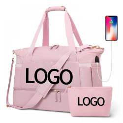 Customized Logo Spinnanight Overnight Bags Portable Gym Sport Travel Duffle Bag with USB Charging Port