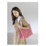 China factory custom high quality portable canvas shopping handbag striped tote bag