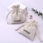 Eco-friendly Recycled 100% Cotton Linen Jewelry Pouch Custom Logo Printed Gift Packing Linen Dust Bag