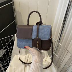 Luxury design splicing contrast color small square bag 2024 new texture simple crossbody bag fashion shoulder bags for women