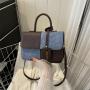 Luxury design splicing contrast color small square bag 2024 new texture simple crossbody bag fashion shoulder bags for women