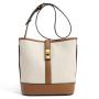 2024 new trend large-capacity canvas stitching bucket bag simple contrast color Joker shoulder bag