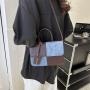 ZR524 Woman PU Retro Bag Daily Life Girl Horizontal Color Block Square Single Bag Girl Magnetic Button Underarm Versatile Bag
