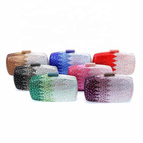 Fashionable box geometry evening bags diamond purse clutch lady luxury evening party crossbody bags handbags 2024 rhinestone bag
