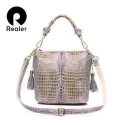 REALER hot sale wholesale OEM real genuine leather shoulder bags large casual tote hand bags fashion leather bags for women