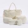 Keymay High Quality Personalized Embroidery Chenille Letter Patch Winter Corduroy Handbag Corduroy Travel Bag Corduroy Tote Bag